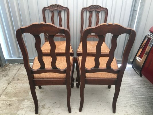 Louis XV Style Oak Dining Chairs, 1940s, Set of 4-WQQ-913729