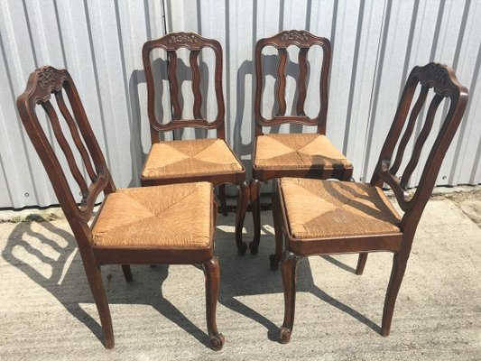 Louis XV Style Oak Dining Chairs, 1940s, Set of 4-WQQ-913729