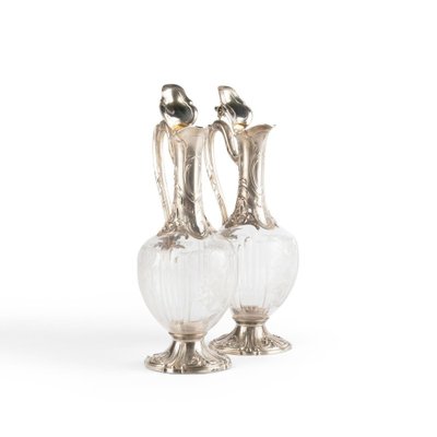 Louis XV Style Silver and Crystal Ewers, Set of 2-WFS-1763935