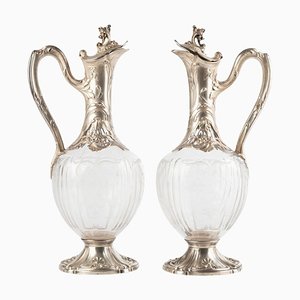 Louis XV Style Silver and Crystal Ewers, Set of 2-WFS-1763935