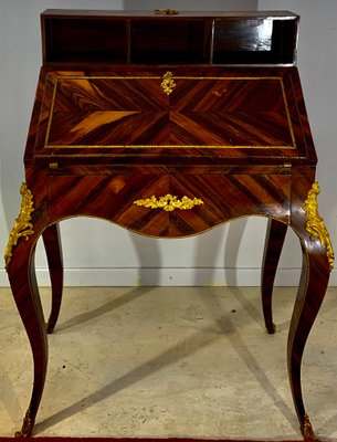 Louis XV Style Slope Desk in Precious Wood Marquetry, 1890s-EQU-1417790