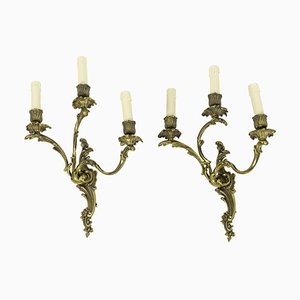 Louis XV Style Wall Sconces in Gilt Bronze, 1950s, Set of 2-CEJ-714880