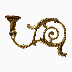 Louis XV Torch Wall Sconces in Wrought Iron with Turned Wooden Parts Gilded with Gold Leaf, Italy, Set of 2-RAQ-2033400