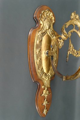 Louis XV Wall Sconces in Walnut Bases and Glass Tulips, 1890s, Set of 2-XNH-1807991