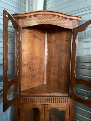 Louis XV Walnut Showcase Corner Cabinet with Cubic Marquetry by Oeben, 18th Century-UQL-941883