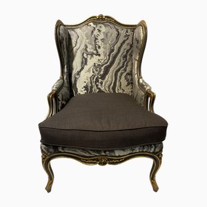 Louis XV Wing Chair with Fabric-TYI-1735466