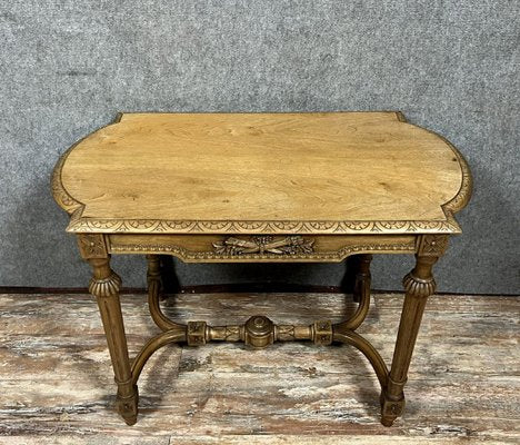 Louis XVI Ceremonial Table in Blond Walnut with Animated Top with Gadrooned Edges, 1880s-MWB-2035872