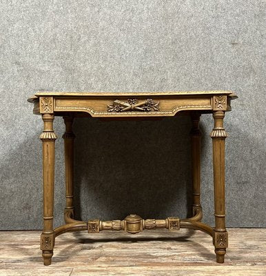 Louis XVI Ceremonial Table in Blond Walnut with Animated Top with Gadrooned Edges, 1880s-MWB-2035872