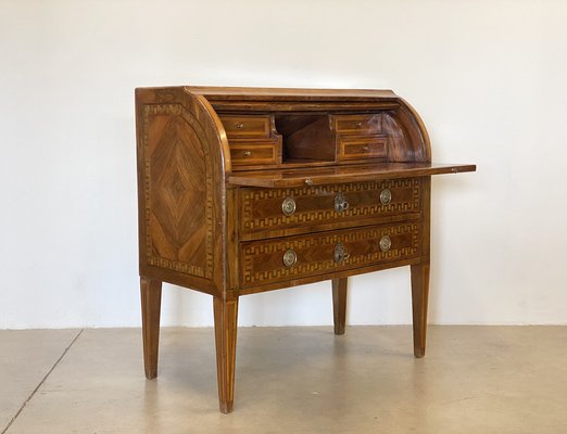 Louis XVI Italian Walnut Roller Writing Desk-NPC-1804247