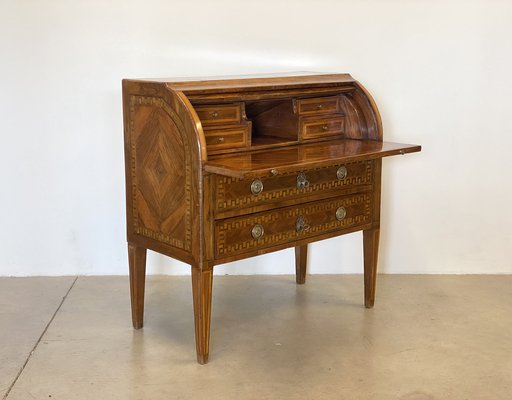 Louis XVI Italian Walnut Roller Writing Desk-NPC-1804247