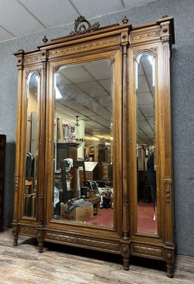 Louis XVI Library Cabinet with Projection in Walnut, 1850s-MWB-2043350