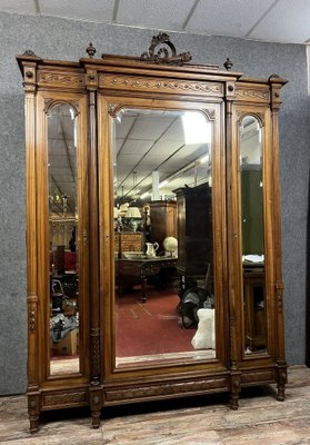 Louis XVI Library Cabinet with Projection in Walnut, 1850s-MWB-2043350