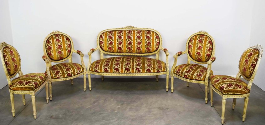 Louis XVI Lounge Set with Love Knot, France, Set of 5-WF-1735526