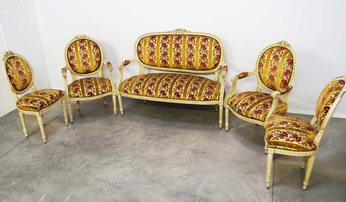 Louis XVI Lounge Set with Love Knot, France, Set of 5-WF-1735526