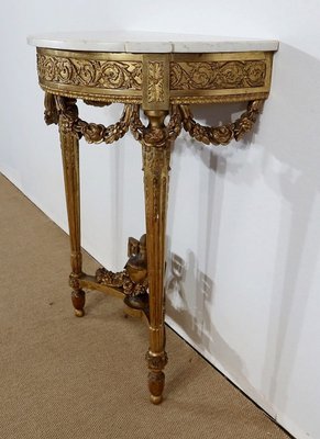 Louis XVI Mid 19th Century Marble and Gilded Wood Half-Moon Support Console-RVK-1316686