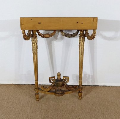 Louis XVI Mid 19th Century Marble and Gilded Wood Half-Moon Support Console-RVK-1316686