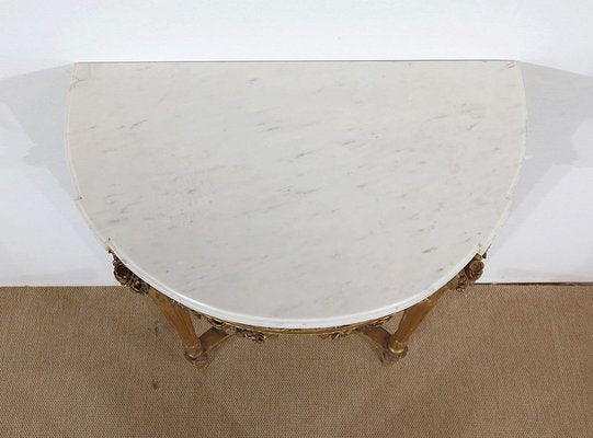 Louis XVI Mid 19th Century Marble and Gilded Wood Half-Moon Support Console-RVK-1316686