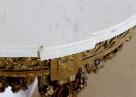 Louis XVI Mid 19th Century Marble and Gilded Wood Half-Moon Support Console-RVK-1316686