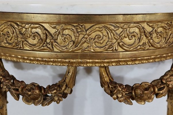 Louis XVI Mid 19th Century Marble and Gilded Wood Half-Moon Support Console-RVK-1316686