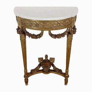 Louis XVI Mid 19th Century Marble and Gilded Wood Half-Moon Support Console-RVK-1316686