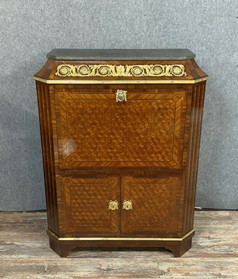 Louis XVI Pagoda Secretaire with Flap in Cubic Marquetry-MWB-999555