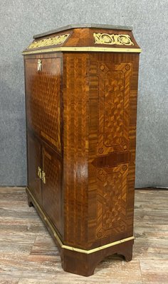 Louis XVI Pagoda Secretaire with Flap in Cubic Marquetry-MWB-999555