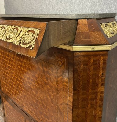 Louis XVI Pagoda Secretaire with Flap in Cubic Marquetry-MWB-999555