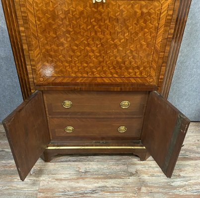 Louis XVI Pagoda Secretaire with Flap in Cubic Marquetry-MWB-999555