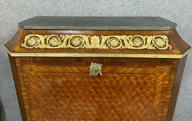 Louis XVI Pagoda Secretaire with Flap in Cubic Marquetry-MWB-999555