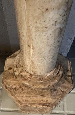 Louis XVI Style Biege Marble Vase & Column, 1800s-LQ-858466