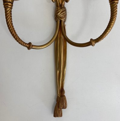 Louis XVI Style Bronze Candleholder Sconces, 1940s, Set of 2-BA-1392711