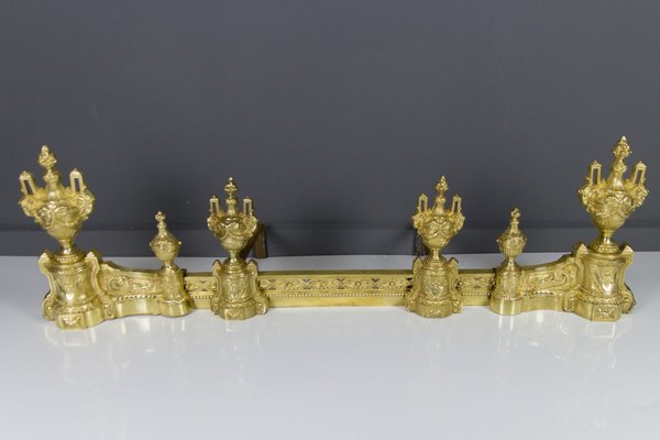 Louis XVI Style Bronze Fireplace Set from Charles Casier, Set of 5-KEG-799441