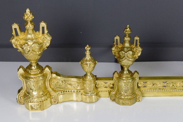 Louis XVI Style Bronze Fireplace Set from Charles Casier, Set of 5-KEG-799441