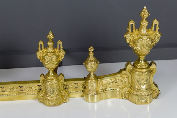 Louis XVI Style Bronze Fireplace Set from Charles Casier, Set of 5-KEG-799441