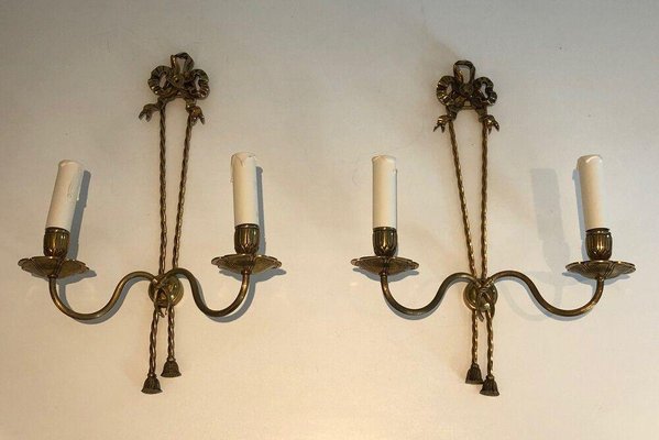 Louis XVI Style Bronze Sconces, Set of 2-BA-1365428