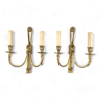 Louis XVI Style Bronze Wall Lights, Set of 2-HLV-2024380