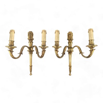 Louis XVI Style Bronze Wall Lights, Set of 2-HLV-2024371