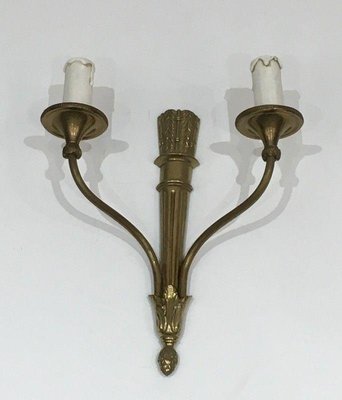 Louis XVI Style Bronze Wall Lights, Set of 2-BA-1365517