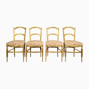 Louis XVI Style Chairs in Gilded Wood, Set of 4-HLV-2024398