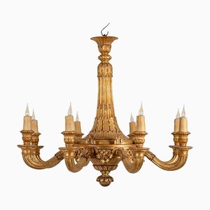 Louis XVI Style Chandelier in Carved and Gilded Wood by Dumez, 1950s-CEJ-1764893