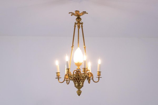 Louis XVI Style Chandelier in Gilded Bronze, 1900s-CEJ-1789502