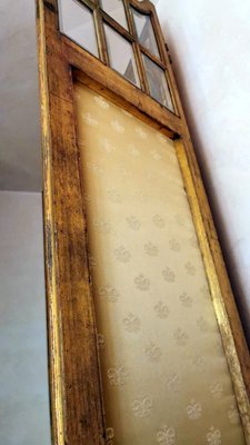 Louis XVI Style French Screen in Gilded Wood with Oil Painting and Ground Glass-QRS-1091486