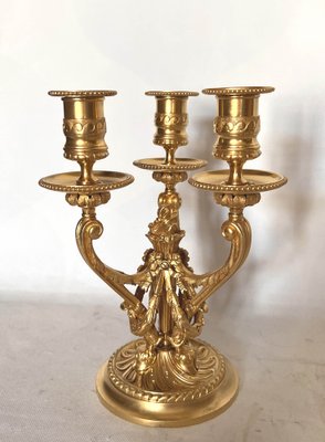 Louis XVI Style Gilded Bronze Candlesticks, Set of 2-AWH-1309230