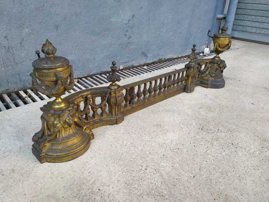 Louis XVI Style Gilt Bronze Fireplace Andiron-EAD-621383