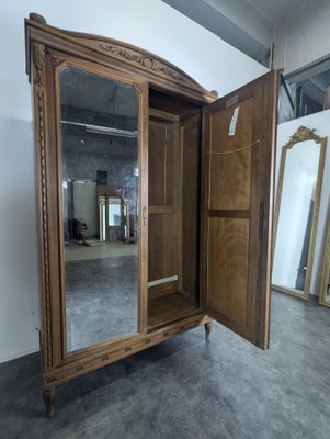 Louis XVI Style Mirror Wardrobe in Walnut-HLV-2033112