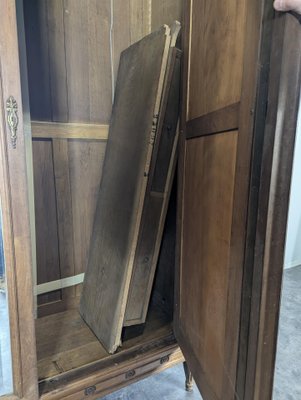 Louis XVI Style Mirror Wardrobe in Walnut-HLV-2033112