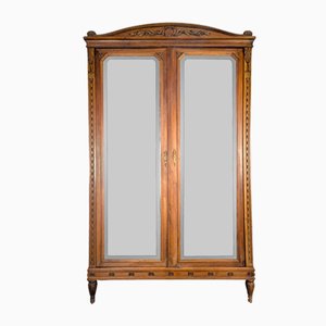 Louis XVI Style Mirror Wardrobe in Walnut-HLV-2033112