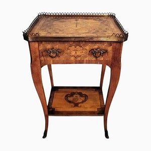 Louis XVI Style Nightstand in Walnut with Legs and Drawer-QRS-1309805