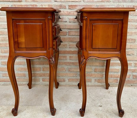 Louis XVI Style Nightstands with Drawers and Cabriole Legs, 1960s, Set of 2-NOU-1807260