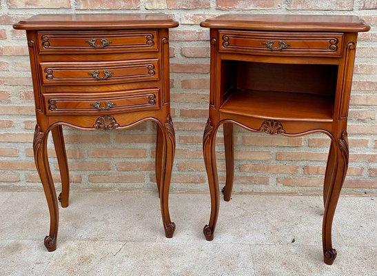 Louis XVI Style Nightstands with Drawers and Cabriole Legs, 1960s, Set of 2-NOU-1807260